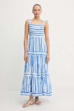 Ľanové šaty Pedro del Hierro fialová farba, maxi, áčkový strih, 3819823