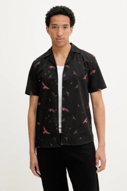 Bavlnená košeľa HUGO Ellino čierna farba, regular, 50545328