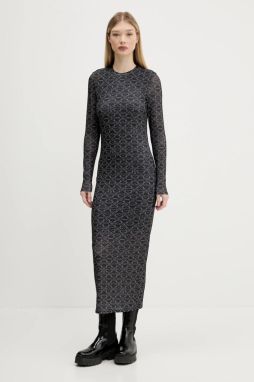 Šaty HUGO Nastan šedá farba, maxi, priliehavé, 50542400