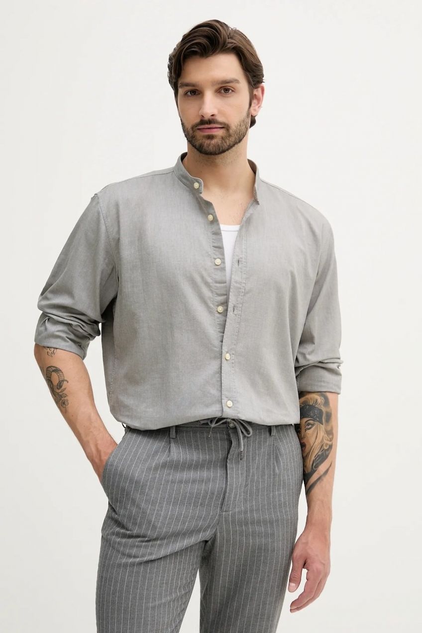 Bavlnená košeľa BOSS Orange Race_1_M zelená farba, regular, so stojačikom, 50543101