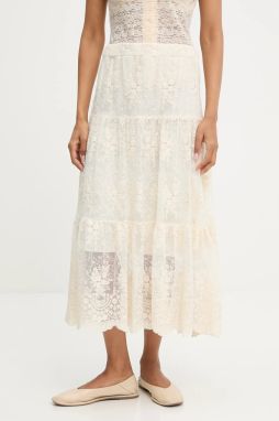 Sukňa Answear.LAB béžová farba, midi, áčkový strih