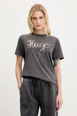 Bavlnené tričko HUGO Damacia_5 dámske, šedá farba, 50544868