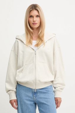 Bavlnená mikina Calvin Klein béžová farba, s kapucňou, jednofarebná, LV044C211G