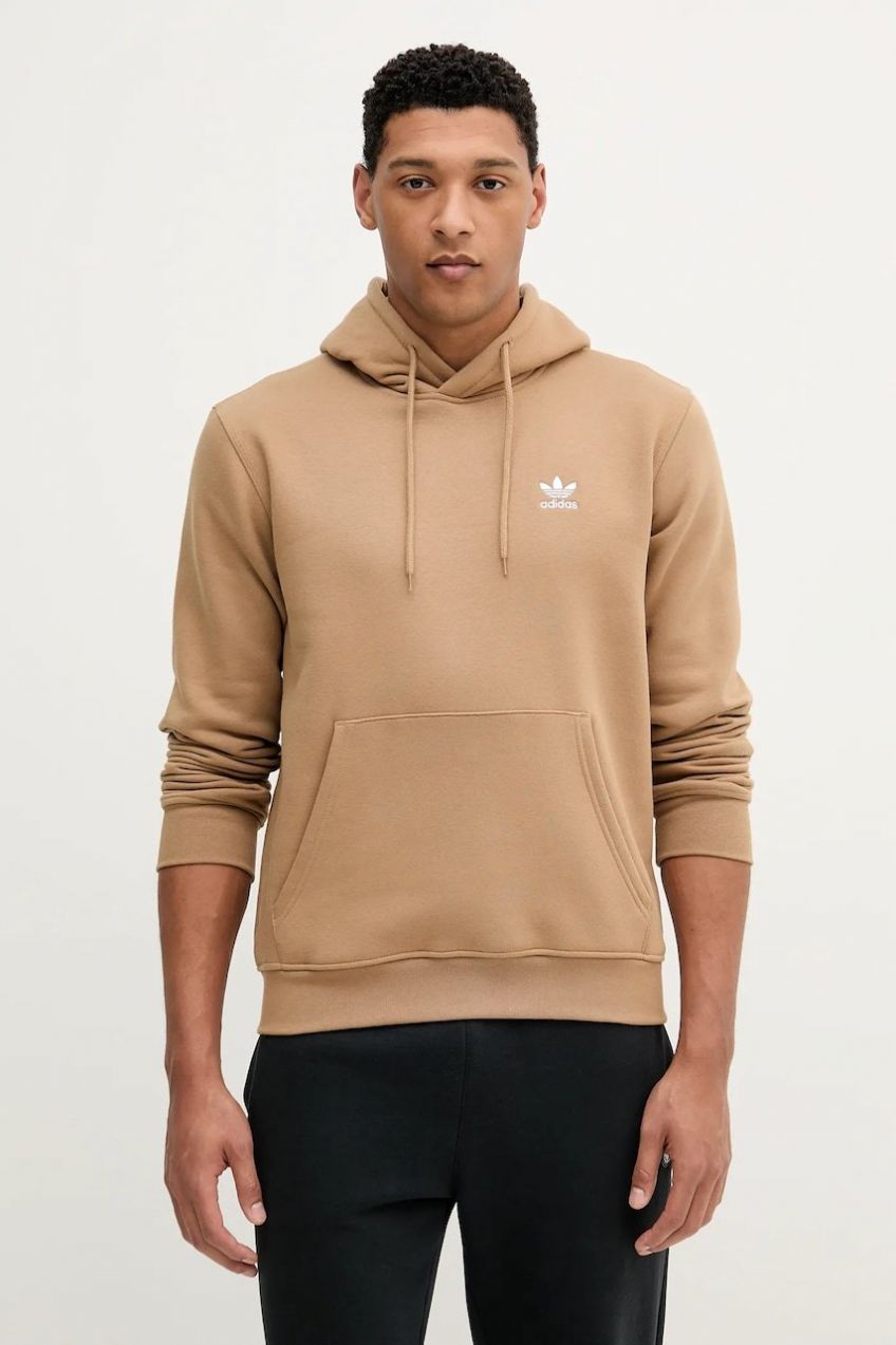 Mikina adidas Originals Essentials zelená farba, s kapucňou, jednofarebná, JW1064