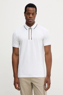 Polo tričko BOSS Green Philix GOC pánske, biela farba, s nášivkou, 50544450