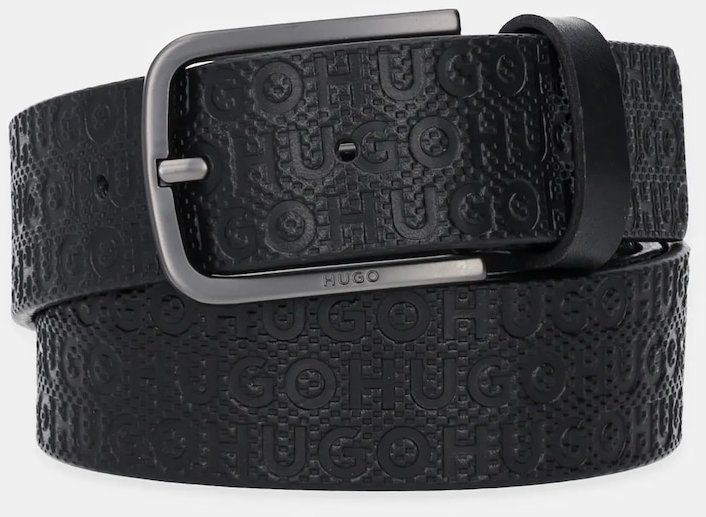 Kožený opasok HUGO Gurth-Mono_Sz35 čierna farba, 50548364