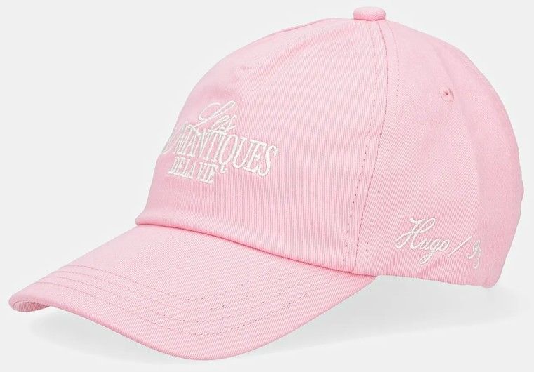 Bavlnená šiltovka HUGO Cara-PE ružová farba, s nášivkou, 50546591