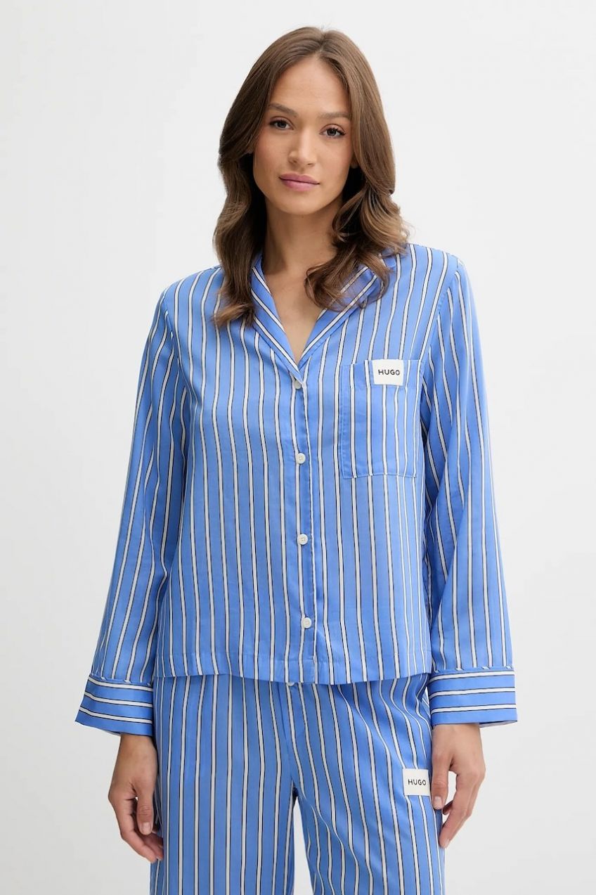 Pyžamová košeľa HUGO KLEO_SHIRT fialová farba, 50544173