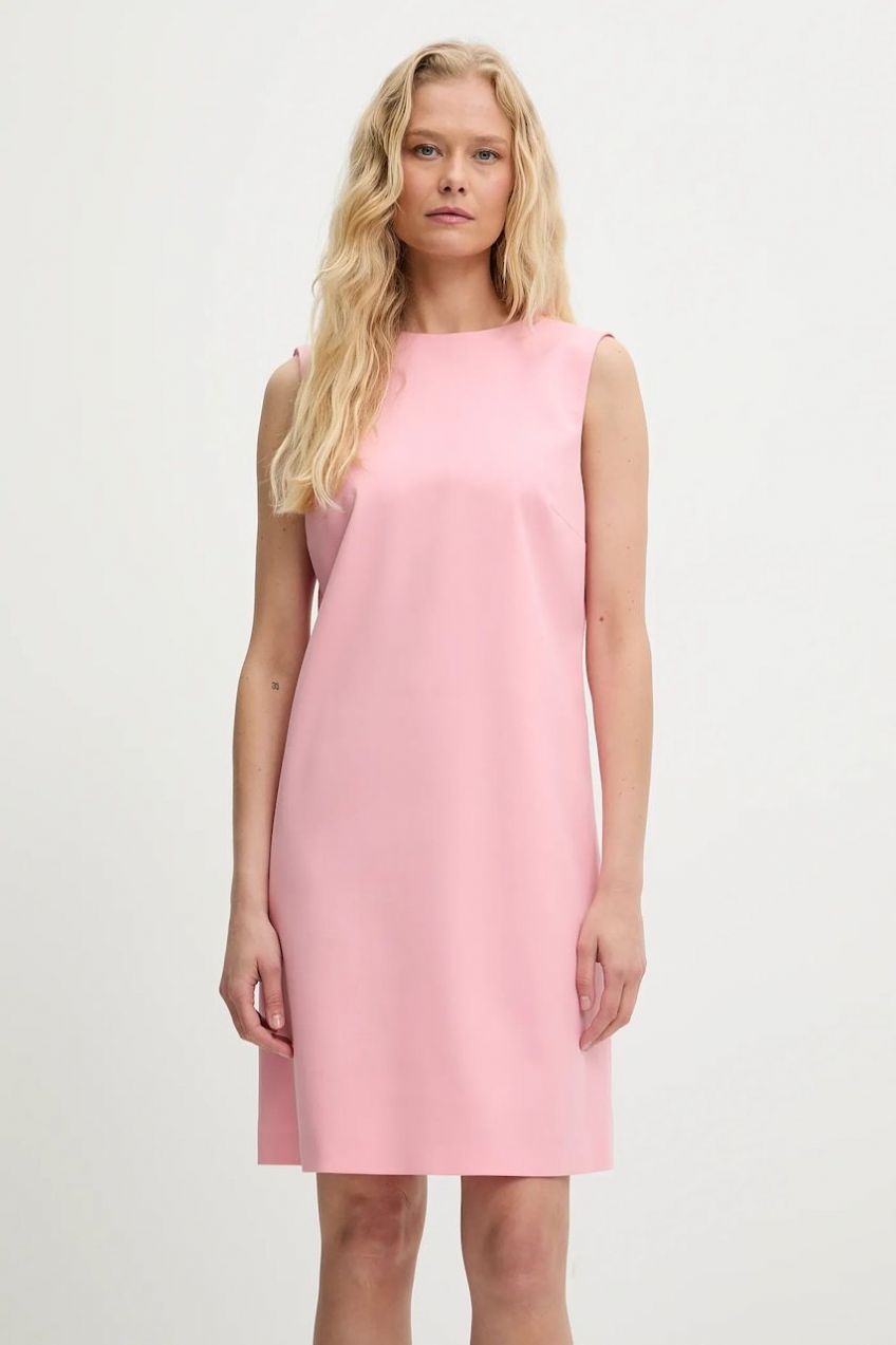 Šaty HUGO Kumino ružová farba, mini, rovný strih, 50553125
