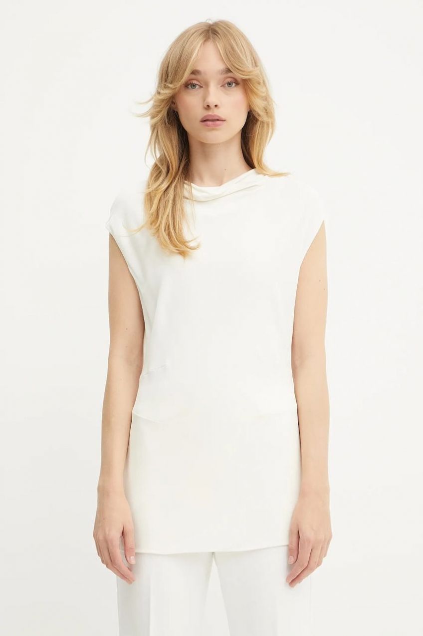 Blúzka BOSS Elamma béžová farba, jednofarebná, 50541896