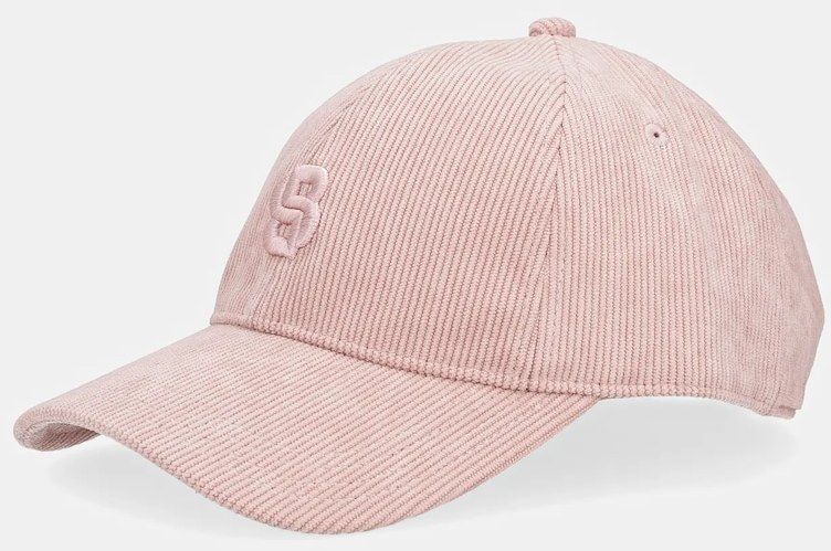 Velúrová bejzbalová čiapka BOSS Ari-B-Icon-CO ružová farba, s nášivkou, 50544419