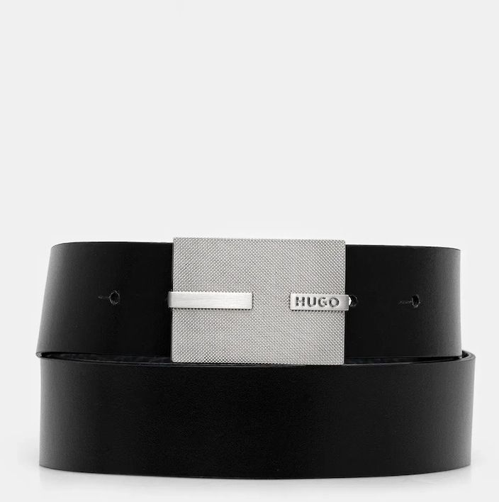 Kožený opasok HUGO Gibon_Gb35_pg čierna farba, 50548369