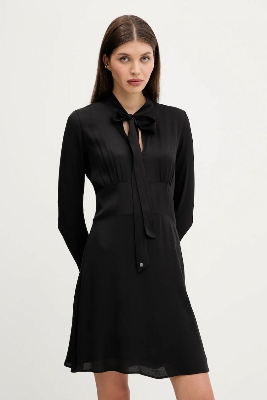 Šaty HUGO Kinge-1 čierna farba, mini, áčkový strih, 50542307