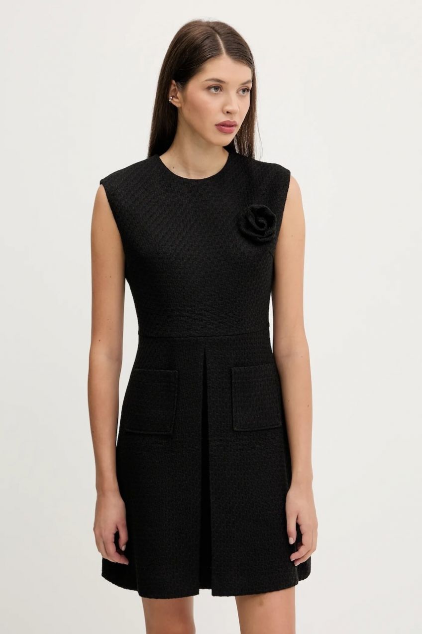 Šaty HUGO Kyria čierna farba, mini, áčkový strih, 50542626