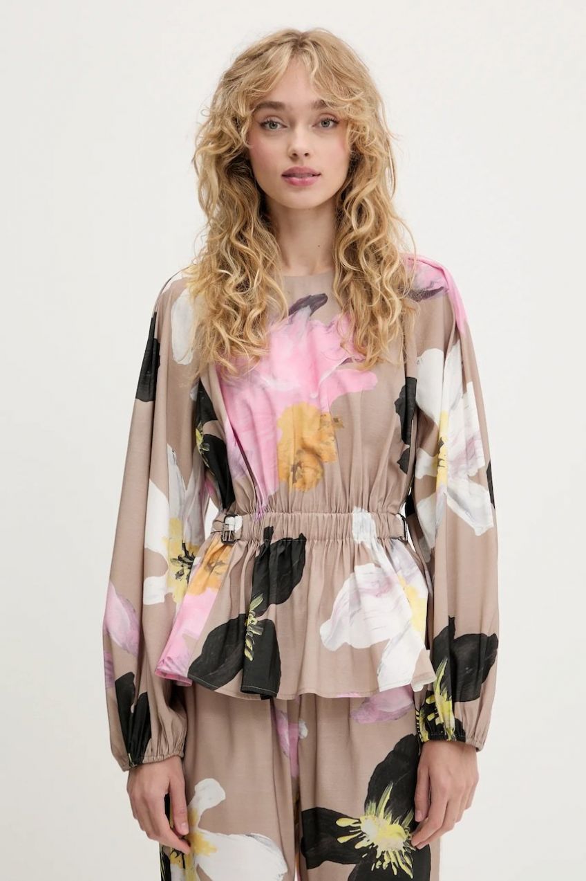 Blúzka Stine Goya béžová farba, vzorovaná, SG-PF25-T064-2070