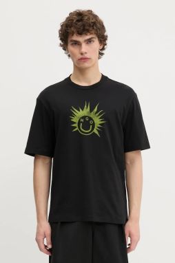 Bavlnené tričko Hugo Blue Nugix pánske, čierna farba, s potlačou, 50543485