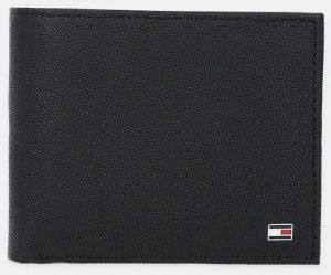 Kožená peňaženka Tommy Hilfiger čierna farba, AM0AM13520