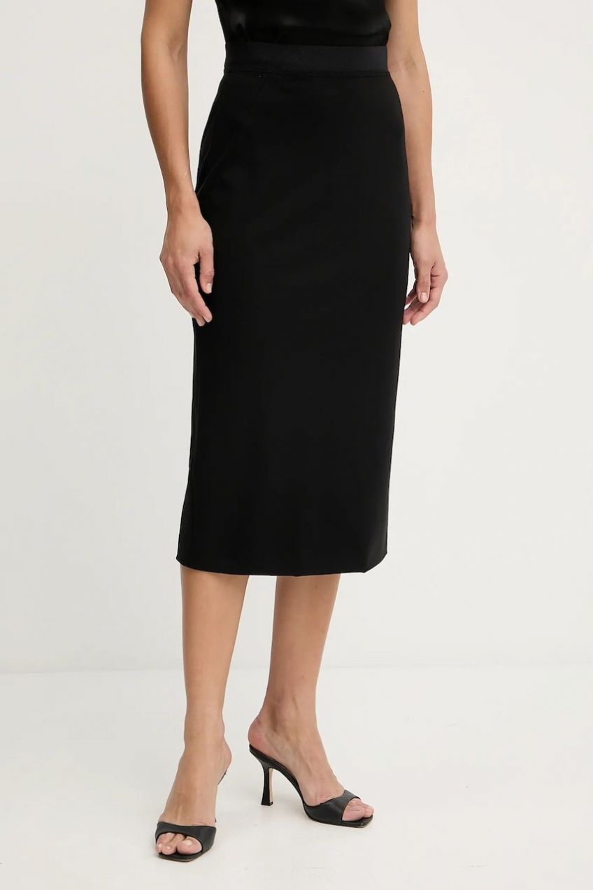 Sukňa BOSS Vulisa čierna farba, midi, puzdrová, 50541985