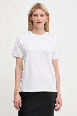 Bavlnené tričko BOSS Ekaria dámske, biela farba, 50545660