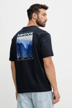 Bavlnené tričko BOSS Orange Te_move pánske, tmavomodrá farba, s potlačou, 50547087