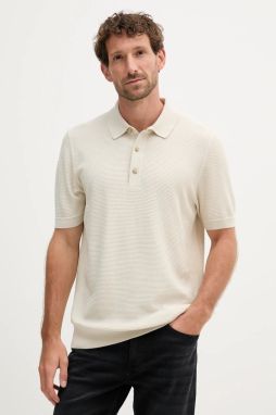 Polo tričko BOSS H-Iannotti pánske, béžová farba, jednofarebné, 50543148