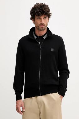 Kardigán s prímesou kašmíru BOSS Orange Kanozip_S čierna farba, 50543692