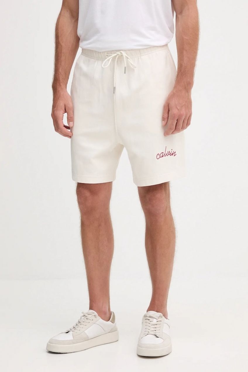 Šortky Calvin Klein Jeans biela farba, LV04RC224G