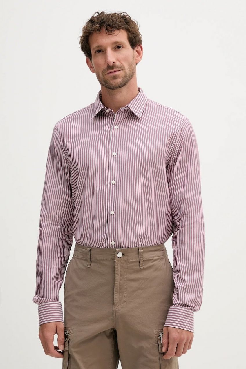 Košeľa Michael Kors bordová farba, regular, s klasickým golierom, CT5409THVA