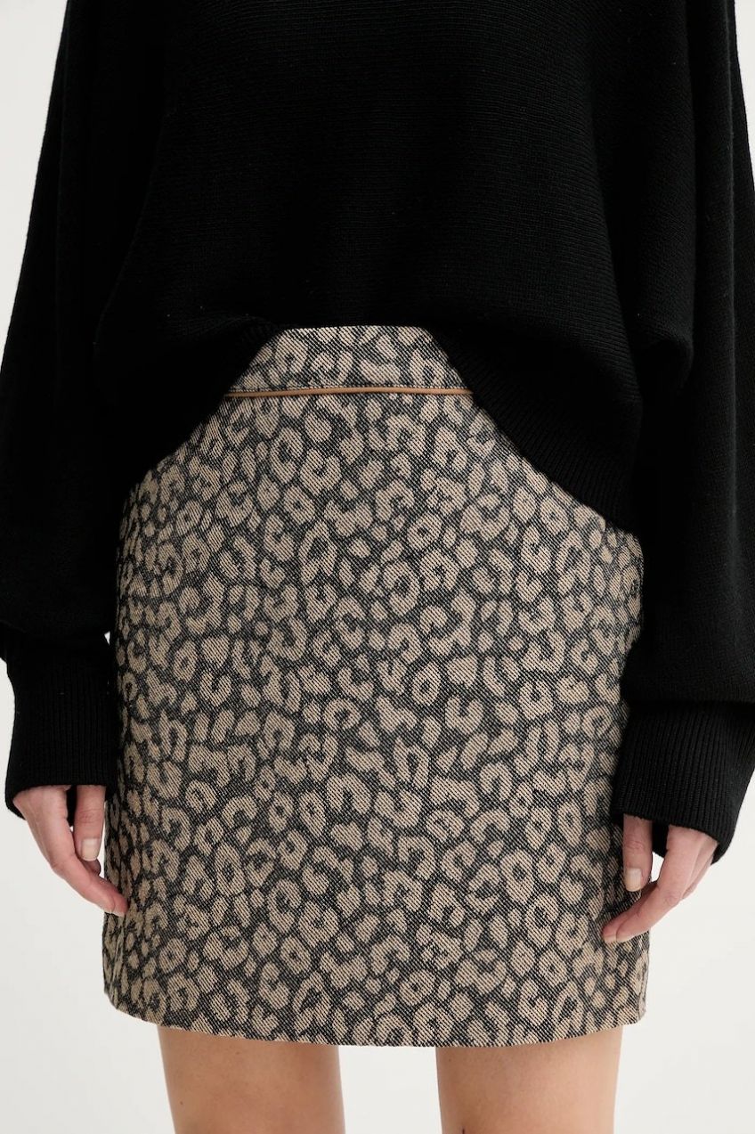 Sukňa BOSS Orange C_Vasola1 béžová farba, mini, puzdrová, 50545996