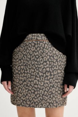 Sukňa BOSS Orange C_Vasola1 béžová farba, mini, puzdrová, 50545996