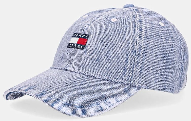 Džínsová šiltovka Tommy Jeans fialová farba, AW0AW17643