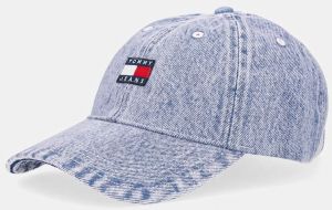 Džínsová šiltovka Tommy Jeans fialová farba, AW0AW17643