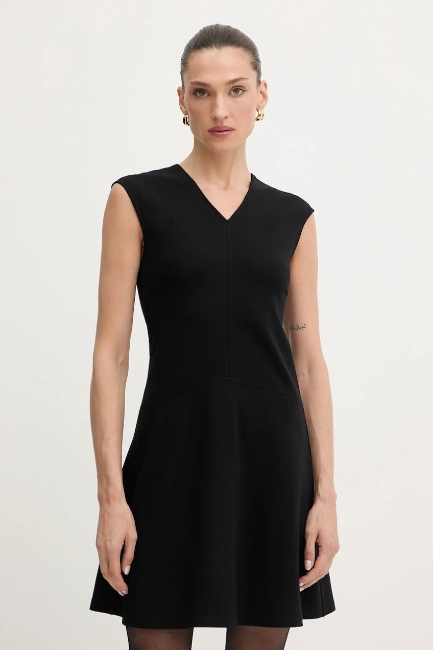 Šaty BOSS Orange C_Duttina čierna farba, mini, áčkový strih, 50543845