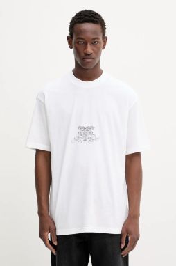 Bavlnené tričko HUGO Duarms pánske, béžová farba, s potlačou, 50542817