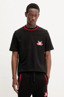 Bavlnené tričko HUGO Dugbytee pánske, čierna farba, s nášivkou, 50542957