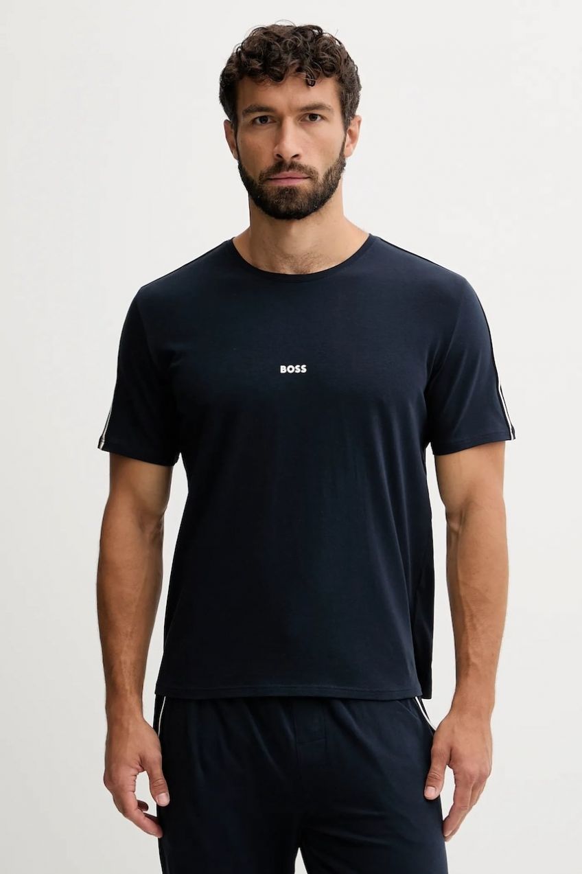 Tričko BOSS Unique T-Shirt pánske, zelená farba, s nášivkou, 50545930