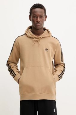 Mikina adidas Originals 3-Stripes zelená farba, s kapucňou, s nášivkou, JY1377