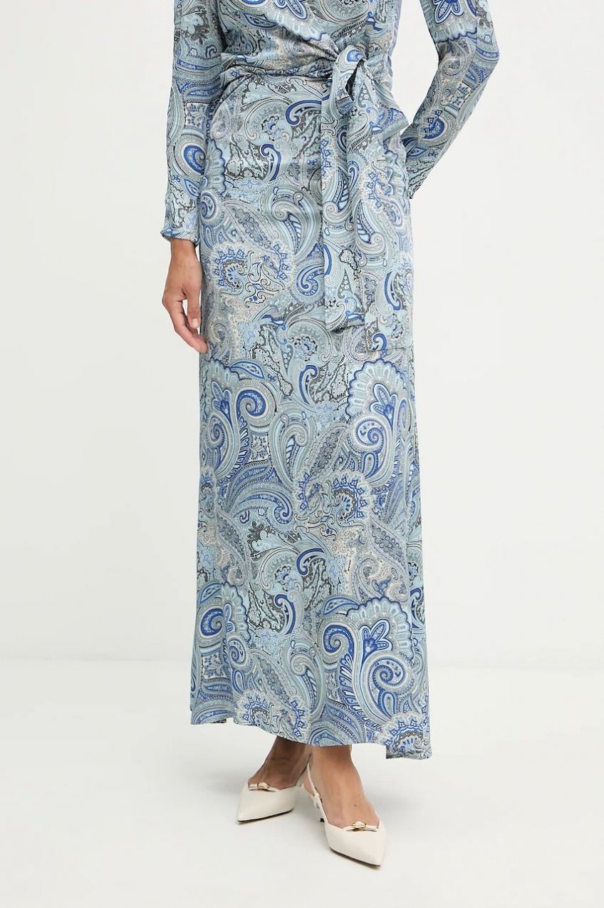 Sukňa Marciano by Guess ALANIS modrá farba, midi, rovný strih, 5YGD22 7298A