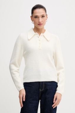 Vlnený sveter Gestuz béžová farba, 10910589