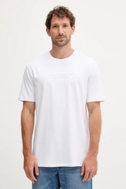 Bavlnené tričko Armani Exchange pánske, biela farba, s potlačou, XM001280 AF10361