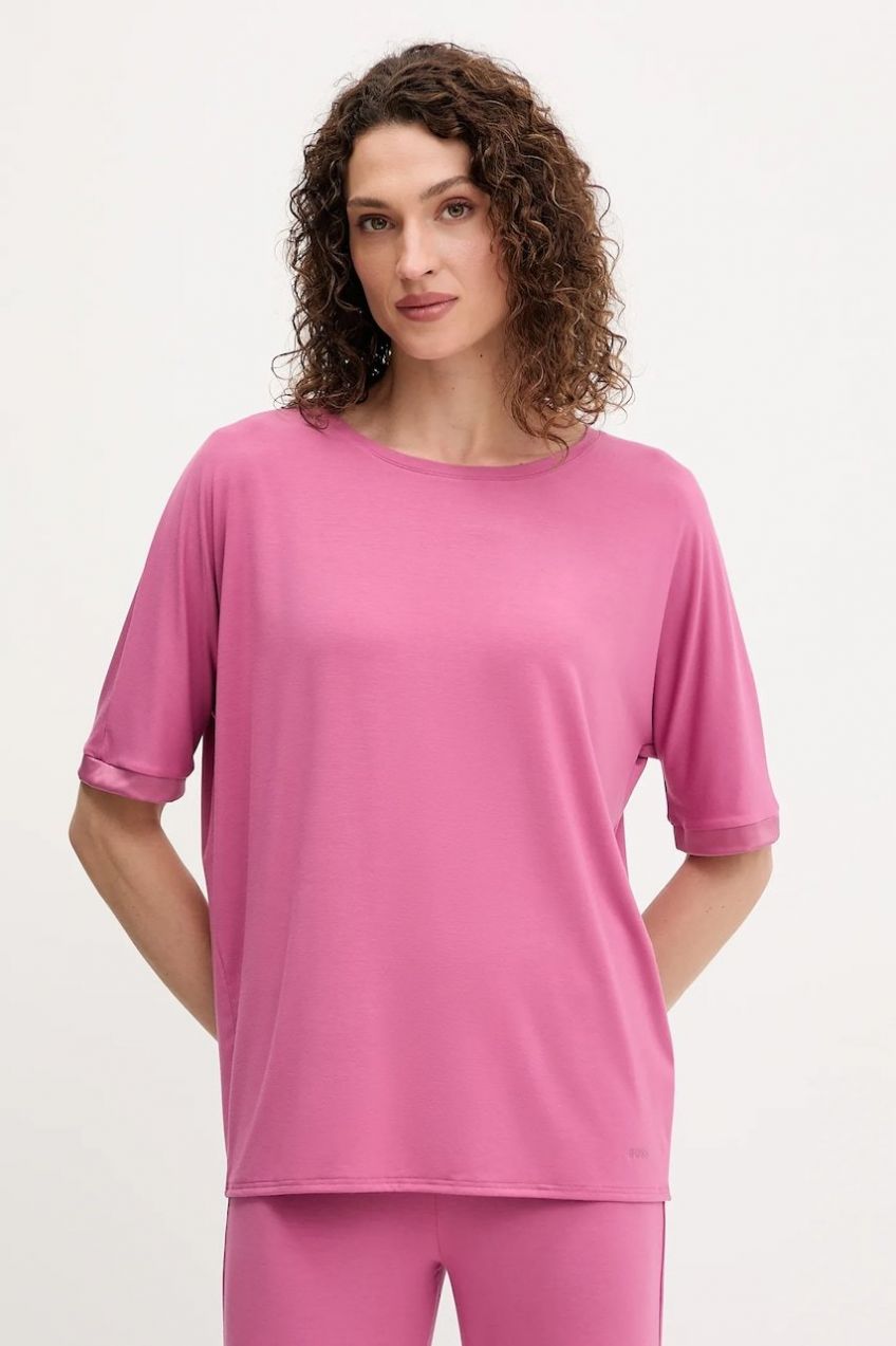 Tričko BOSS BOSS Sheen_Top SL dámske, ružová farba, 50545569