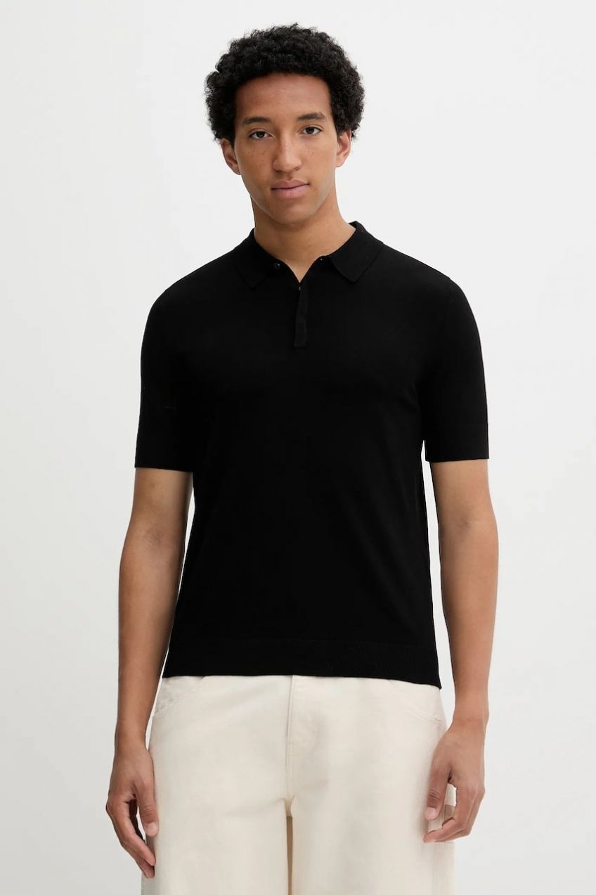 Polo tričko HUGO San Peter-CV pánske, čierna farba, jednofarebné, 50536672