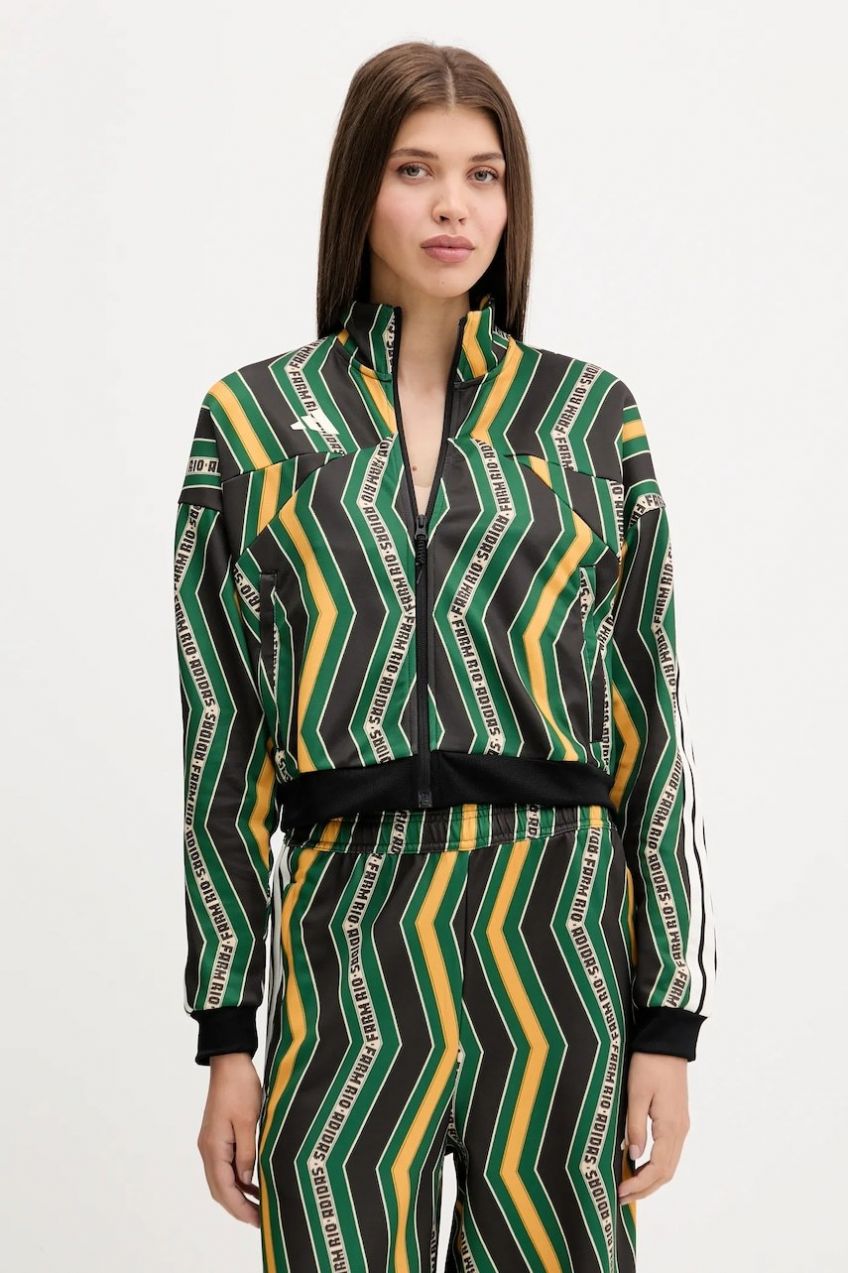 Mikina adidas x Farm Rio čierna farba, vzorovaná, JL8618