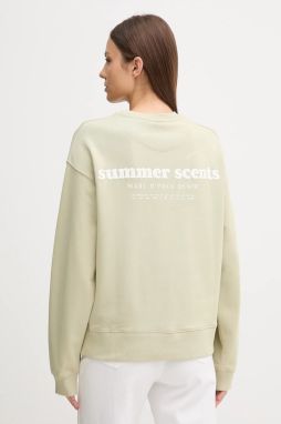 Bavlnená mikina Marc O'Polo zelená farba, s potlačou, 5000006575