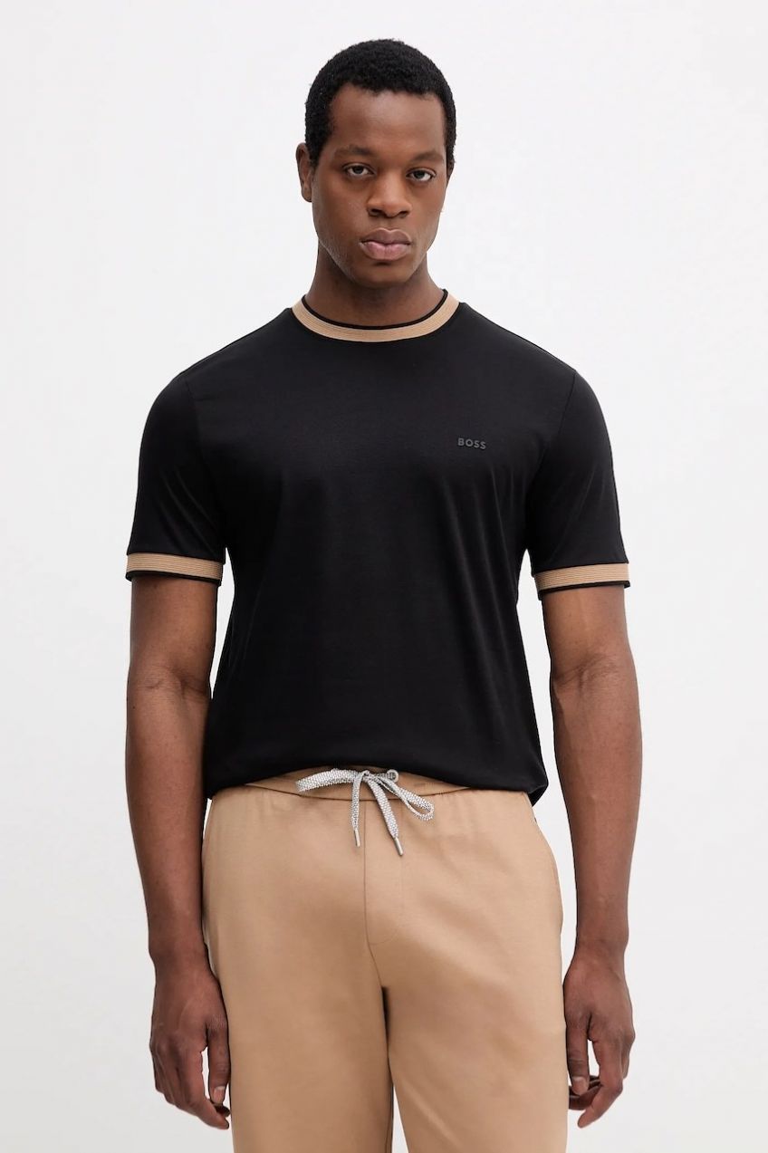 Bavlnené tričko BOSS H-Tessler 200 pánske, čierna farba, jednofarebné, 50543858