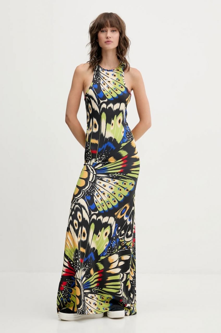 Šaty adidas x Farm Rio čierna farba, maxi, priliehavé, JL8610