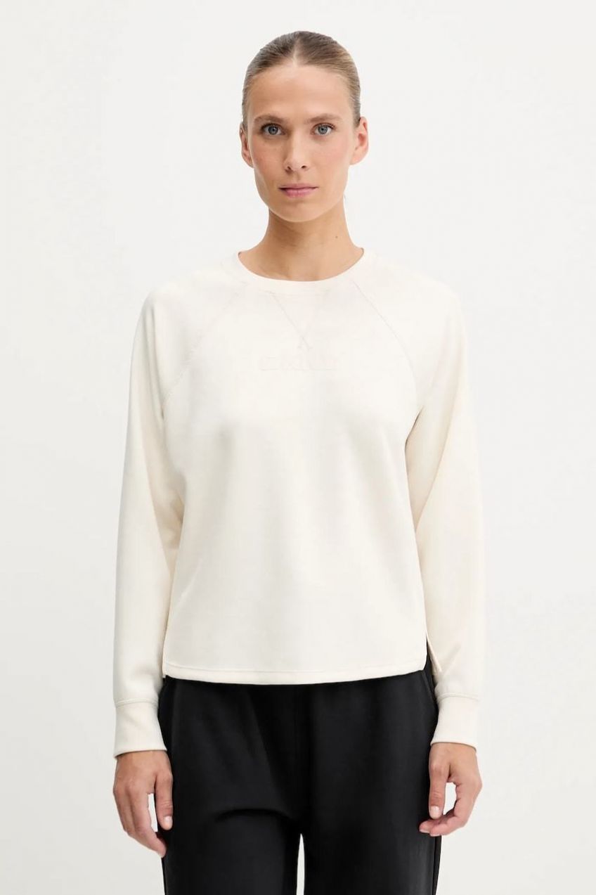 Mikina Dkny béžová farba, s potlačou, DP5T9976