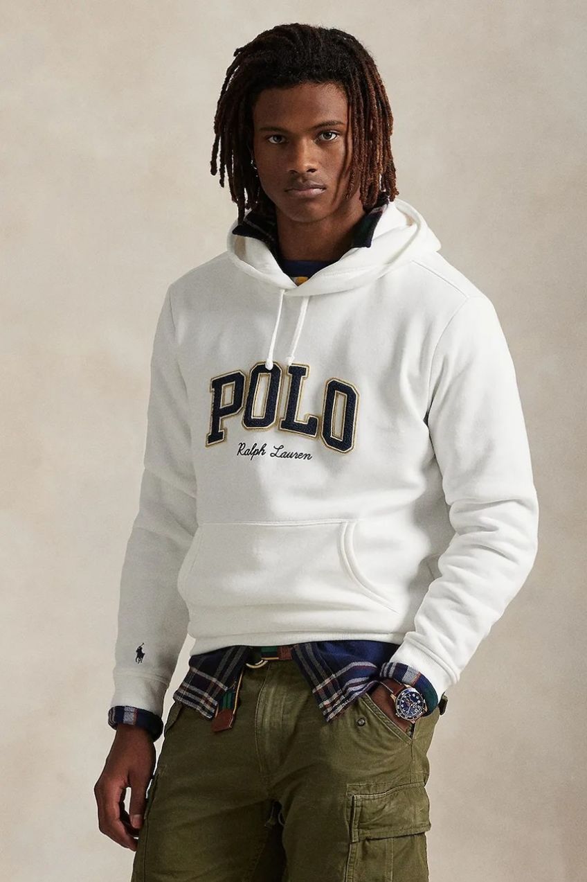 Mikina Polo Ralph Lauren biela farba, s kapucňou, 710981149