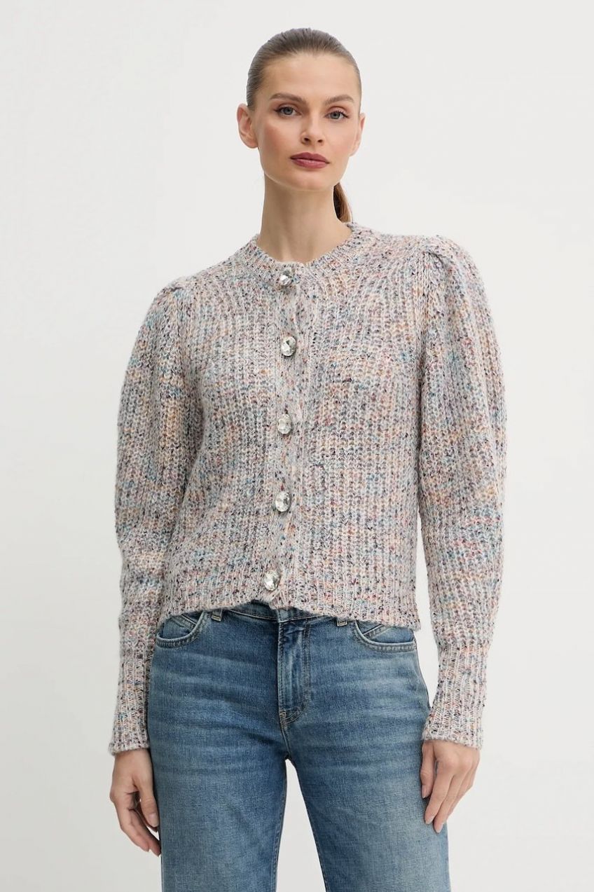 Kardigán s prímesou vlny Twinset šedá farba, 252AP3060