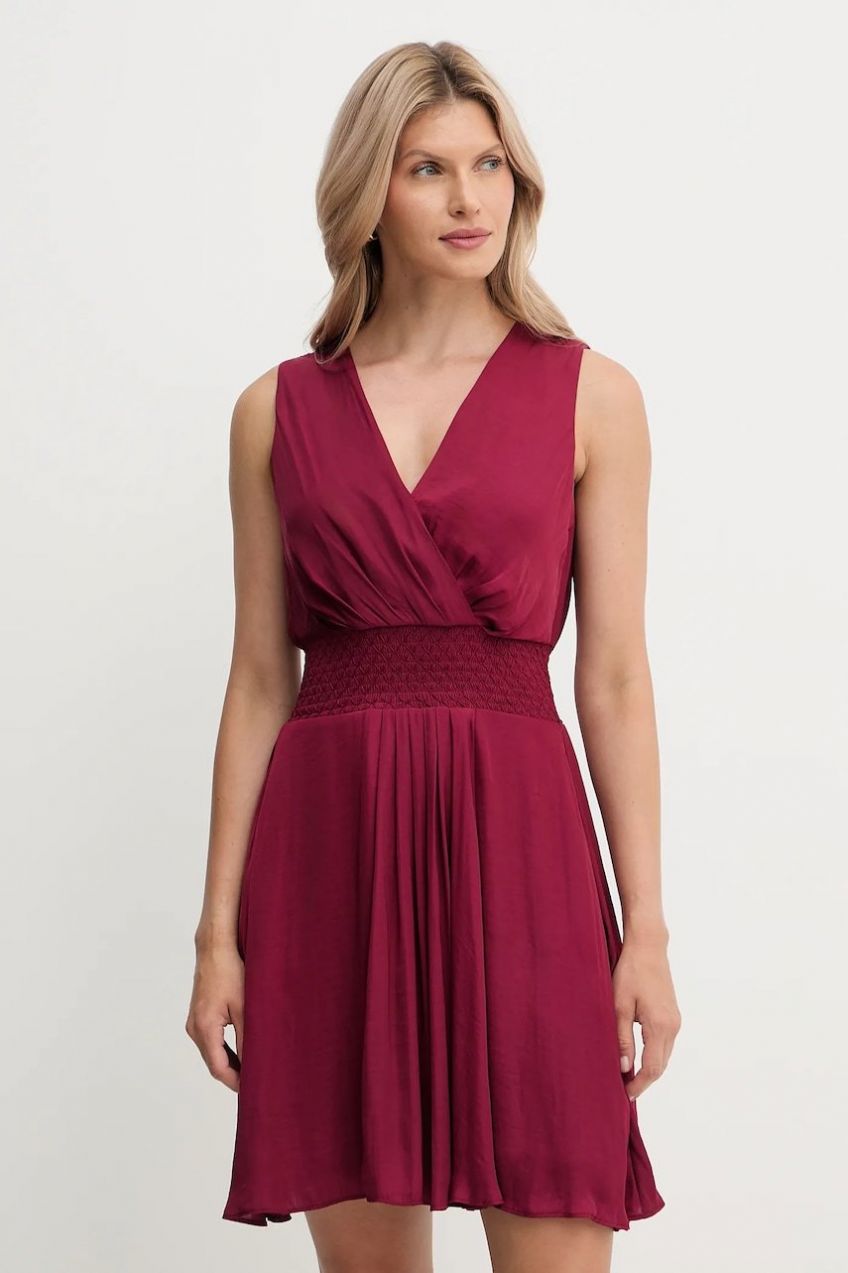 Šaty Morgan bordová farba, mini, áčkový strih, RANAKA
